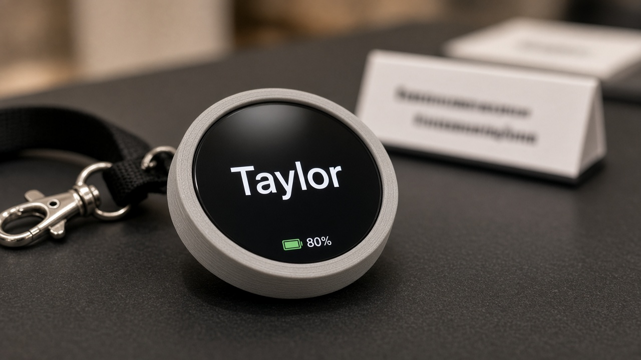Desk Pal conference badge